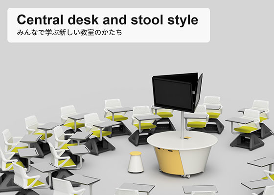 Central desk and stool style